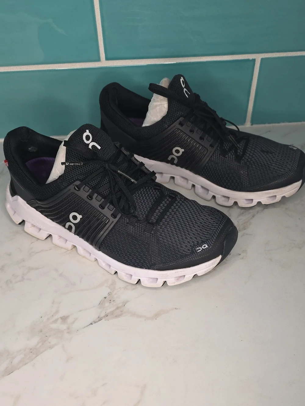 On Running Women's Black and White Cloudfoam Athletic Shoes